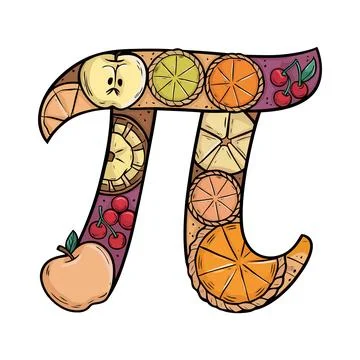 Pi Symbol Made of Fruit Slices and Pies , pi day , pi day vector Stock Illustration