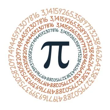 The Pi symbol mathematical constant irrational number on circle, greek letter Stock Illustration