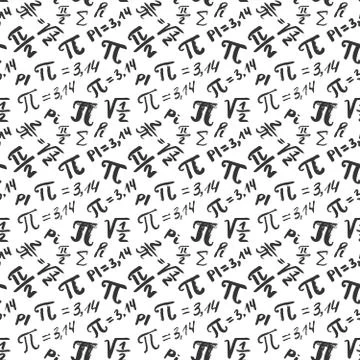 Pi symbol seamless pattern vector illustration. Hand drawn sketched Grunge ma Foto stock