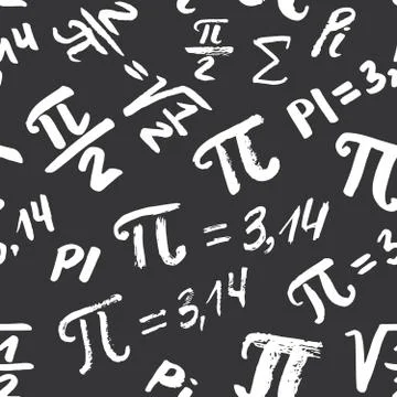 Pi symbol seamless pattern vector illustration. Hand drawn sketched Grunge ma Stock Photos