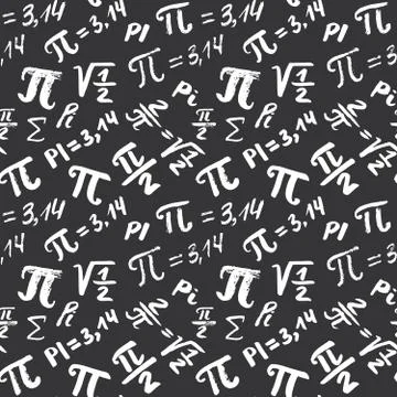 Pi symbol seamless pattern vector illustration. Hand drawn sketched Grunge ma Stock Photos