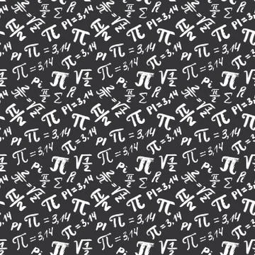 Pi symbol seamless pattern vector illustration. Hand drawn sketched Grunge ma Stock Photos