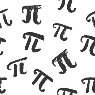 Pi symbol seamless pattern vector illustration. Hand drawn sketched Grunge ma Stock Photos