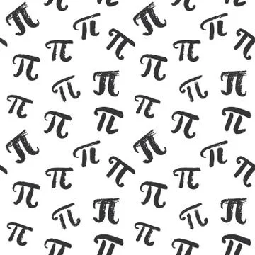 Pi symbol seamless pattern vector illustration. Hand drawn sketched Grunge ma Stock Photos