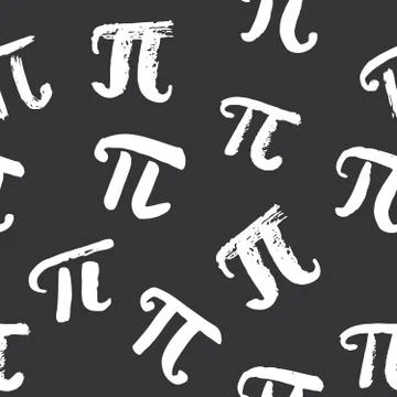 Pi symbol seamless pattern vector illustration. Hand drawn sketched Grunge ma Stock Photos