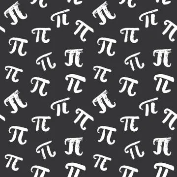 Pi symbol seamless pattern vector illustration. Hand drawn sketched Grunge ma Stock Photos