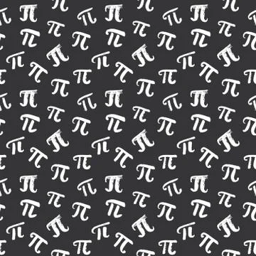 Pi symbol seamless pattern vector illustration. Hand drawn sketched Grunge ma Foto stock