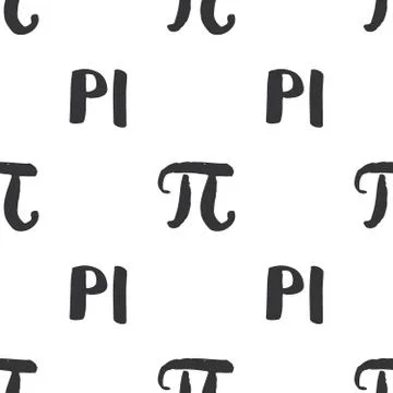 Pi symbol seamless pattern vector illustration. Hand drawn sketched Grunge ma Foto stock