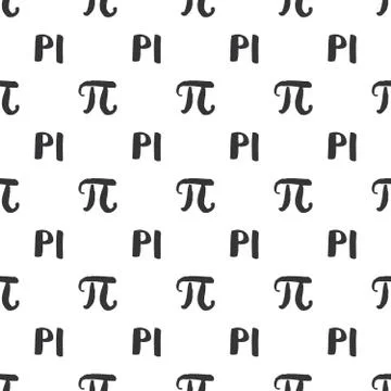 Pi symbol seamless pattern vector illustration. Hand drawn sketched Grunge ma Stock Photos