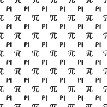 Pi symbol seamless pattern vector illustration. Hand drawn sketched Grunge ma Foto stock