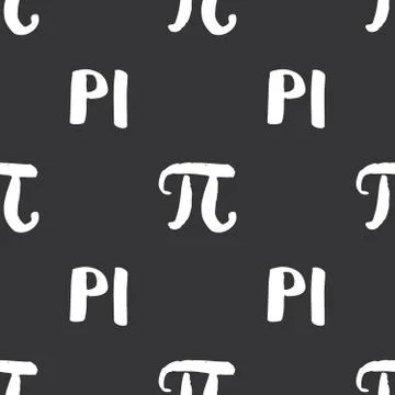 Pi symbol seamless pattern vector illustration. Hand drawn sketched Grunge ma Stock Photos