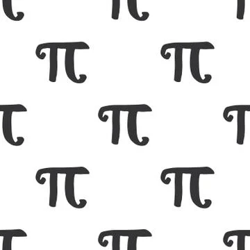 Pi symbol seamless pattern vector illustration. Hand drawn sketched Grunge ma Foto stock