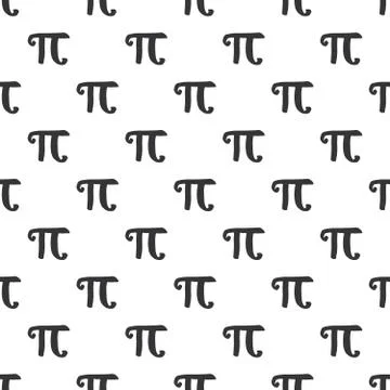 Pi symbol seamless pattern vector illustration. Hand drawn sketched Grunge ma Stock Photos
