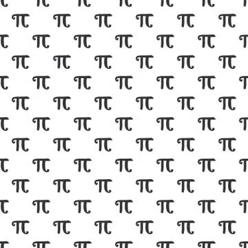 Pi symbol seamless pattern vector illustration. Hand drawn sketched Grunge ma Stock Photos