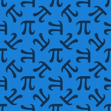 Pi symbol vector blue seamless pattern - Math concept background Stock Illustration