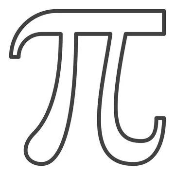 Pi Symbol vector Math concept thin line icon or sign Stock Illustration