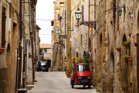 Piaggio Ape at the empty street Stock Photos