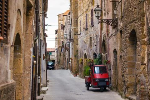 Piaggio Ape at the empty street Stock Photos