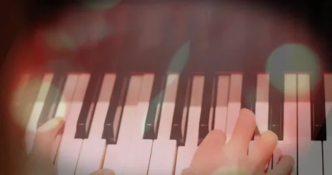 Pianist hands touching keys, shifting right and playing arpeggios to shape Stock Footage 331269862