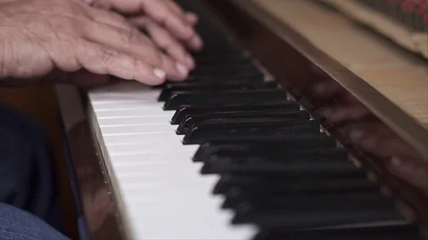 Pianist perfoming, Close up, Slow Motion shot with shallow depth of field Stock Footage 106429165