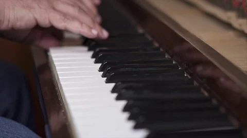 Pianist perfoming, Close up, Slow Motion shot with shallow depth of field Stock Footage 106429167