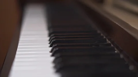Pianist perfoming, Close up, Slow Motion shot with shallow depth of field Видео 106429224