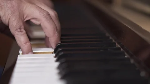Pianist perfoming, Close up, Slow Motion shot with shallow depth of field Stock Footage 106429395