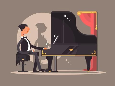 Pianist performs at concert Stock Illustration