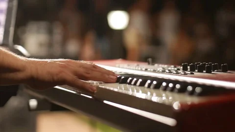 Pianist playing keyboard Stock Footage 79356945