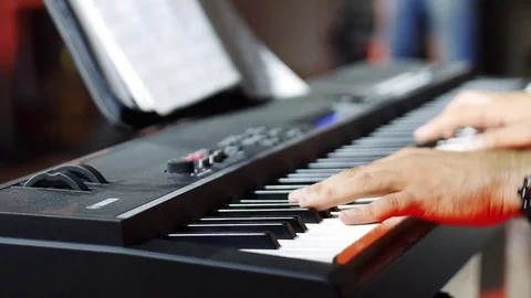 Pianistplaying keyboard Stock Footage 79356975
