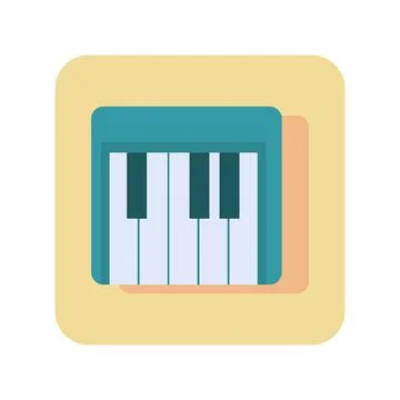 Piano abstract button icon on white background - Vector Stock Illustration