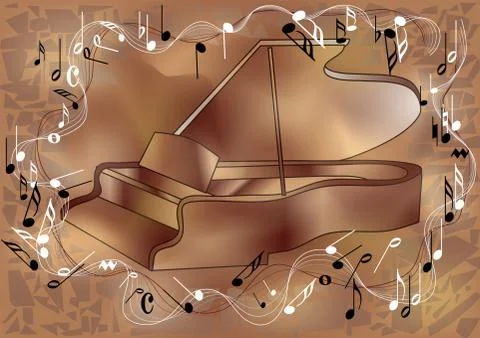 Piano and notes Stock Illustration