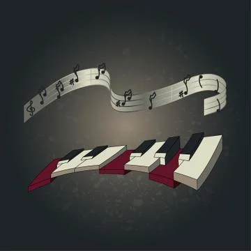 Piano and notes Stock Illustration