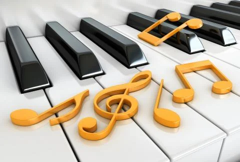 Piano and notes Stock Illustration