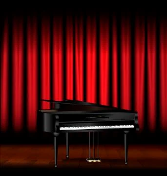 Piano and red drape Stock Illustration