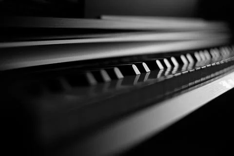 Piano black and white shot Stock Photos