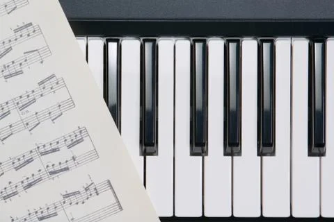 Piano buttons and notes Stock Photos