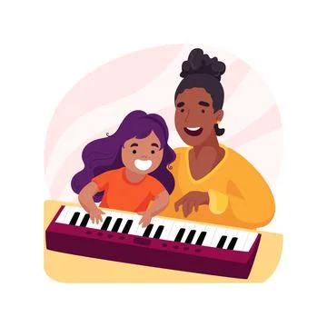 Piano class isolated cartoon vector illustration. Stock Illustration