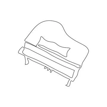 Piano continuous one line vector drawing. Pianoforte hand drawn silhouette cl Stock Illustration