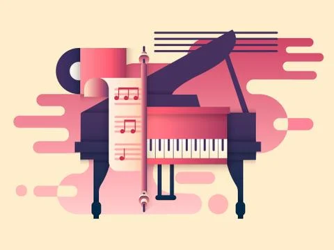 Piano design flat Stock Illustration
