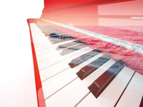 Piano double exposure Stock Illustration