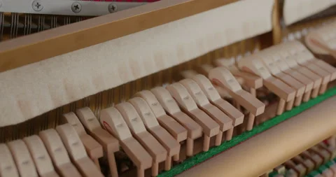Piano hammers hit the strings Video stock 143173957