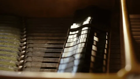 Piano hammers quick strokes of the hammers on the strings in slow motion 스톡 동영상 108278498