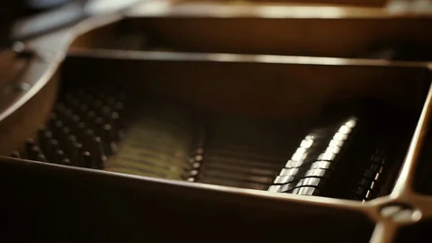 Piano hammers quick strokes of the hammers on the strings in slow motion 스톡 동영상 108278994