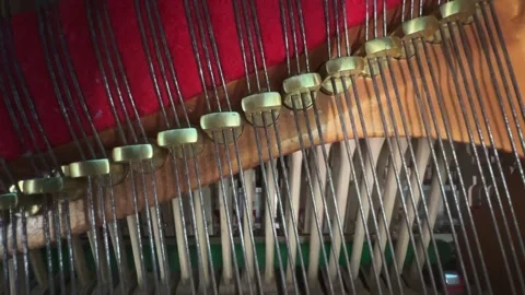 Piano hammers striking strings Video stock 313914793