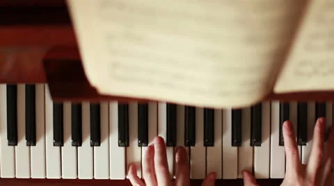 Piano, hands pianist playing music Stock Footage