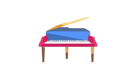 Piano icon displayed on a black background, symbolizing music and creativity. Stock Footage 332323485