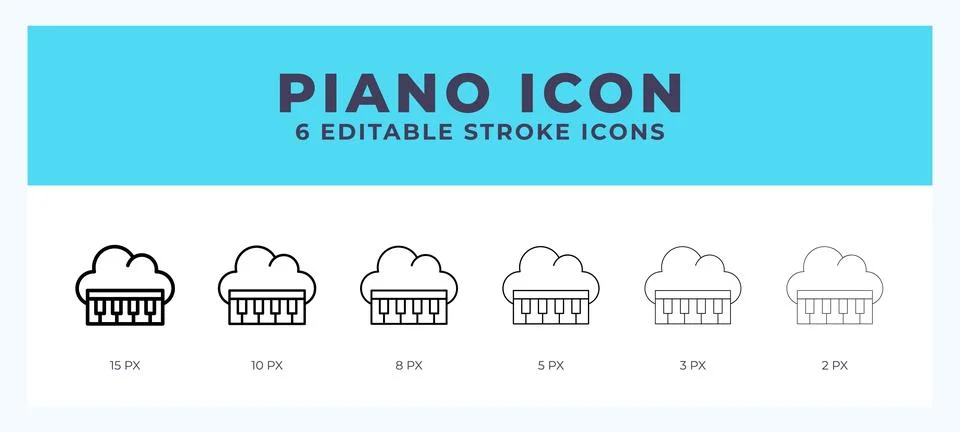 Piano icon in thin line. Bold line. Regular line. Editable stroke. Stock Illustration