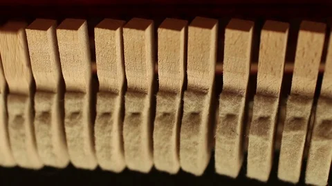 Piano  inside hammers strings Stock Footage 83688756