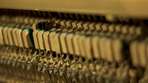 Piano Inside, Internal Structure Of Piano, Hammers And Keys Stock Footage 109459092